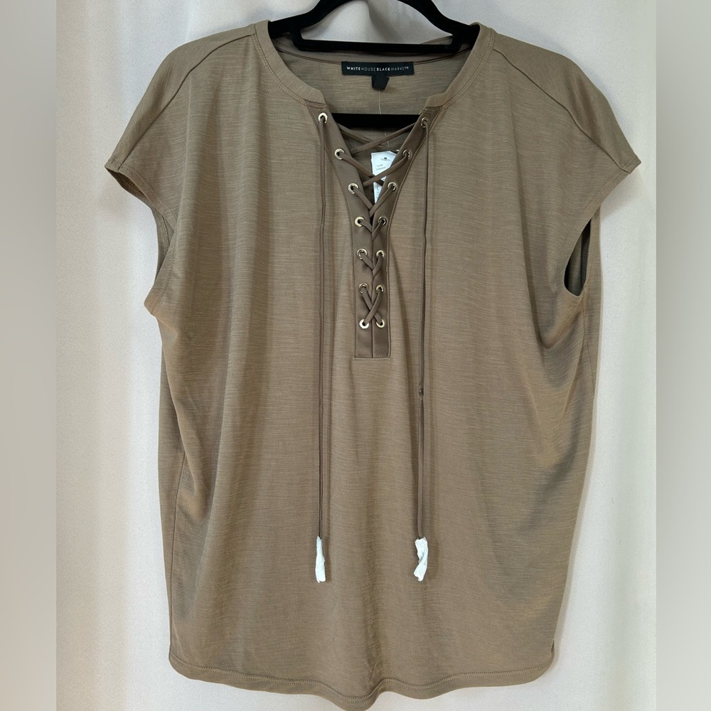 White House Black Market Sandwash Lace Up Tee